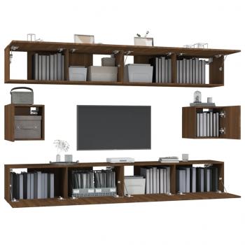 6-tlg. TV-Schrank-Set Braun Eichen-Optik Holzwerkstoff