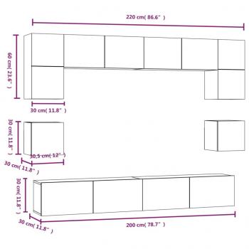 8-tlg. TV-Schrank-Set Betongrau Holzwerkstoff