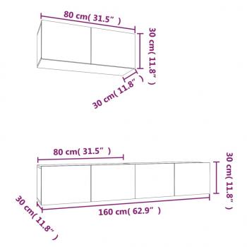 3-tlg. TV-Schrank-Set Grau Sonoma Holzwerkstoff