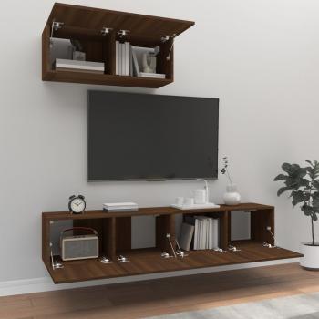 3-tlg. TV-Schrank-Set Braun Eichen-Optik Holzwerkstoff