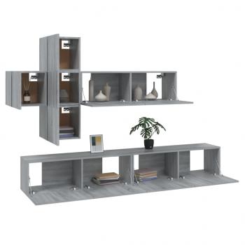 7-tlg. TV-Schrank-Set Grau Sonoma Holzwerkstoff