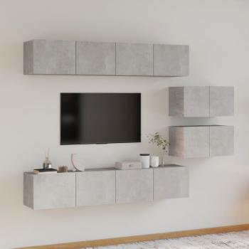 ARDEBO.de - 6-tlg. TV-Schrank-Set Betongrau Holzwerkstoff