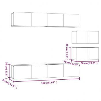 6-tlg. TV-Schrank-Set Betongrau Holzwerkstoff