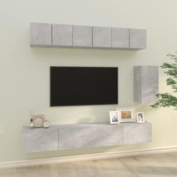 ARDEBO.de - 6-tlg. TV-Schrank-Set Betongrau Holzwerkstoff