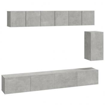 6-tlg. TV-Schrank-Set Betongrau Holzwerkstoff