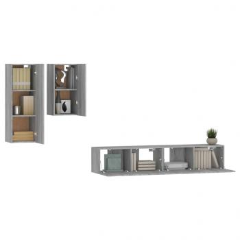 4-tlg. TV-Schrank-Set Grau Sonoma Holzwerkstoff