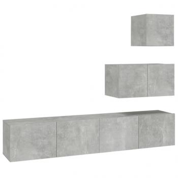 4-tlg. TV-Schrank-Set Betongrau Holzwerkstoff