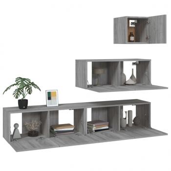 4-tlg. TV-Schrank-Set Grau Sonoma Holzwerkstoff