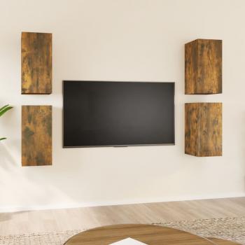 ARDEBO.de - TV-Schränke 4 Stk. Räuchereiche 30,5x30x60 cm Holzwerkstoff