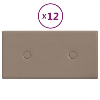 Wandpaneele 12 Stk. Cappuccino-Braun 30x15cm Kunstleder 0,54 m²