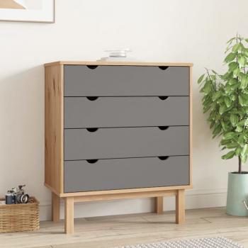 ARDEBO.de - Schubladenschrank OTTA Braun&Grau 76,5x39,5x90 cm Massivholz