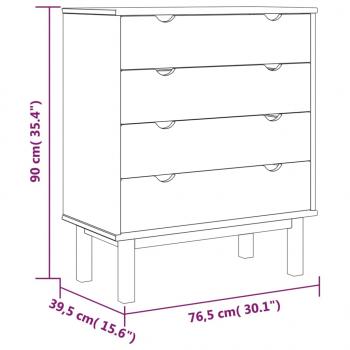 Schubladenschrank OTTA Braun&Grau 76,5x39,5x90 cm Massivholz