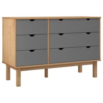 Schubladenschrank OTTA Braun & Grau 111x43x73,5 cm Massivholz