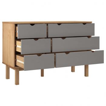 Schubladenschrank OTTA Braun & Grau 111x43x73,5 cm Massivholz