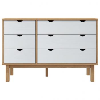 Schubladenschrank OTTA Braun & Weiß 111x43x73,5 cm Massivholz