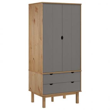 Kleiderschrank OTTA Braun&Grau 76,5x53x172 cm Massivholz Kiefer