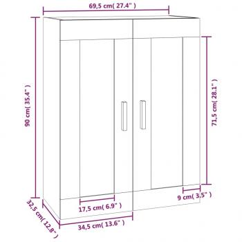 Wandschrank Schwarz 69,5x32,5x90 cm Holzwerkstoff