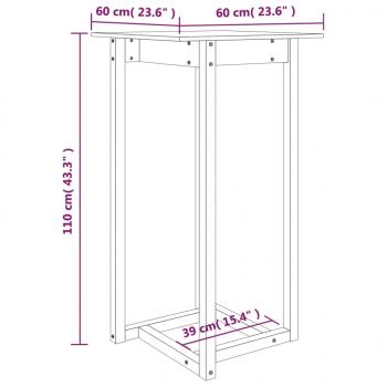 Bartisch Grau 60x60x110 cm Massivholz Kiefer