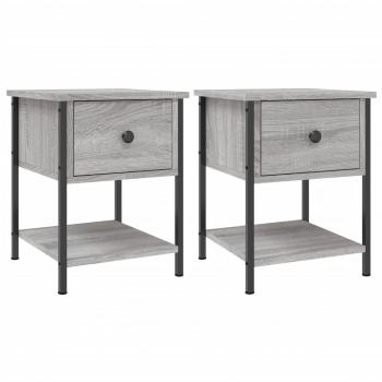 Nachttische 2 Stk. Grau Sonoma 34x35,5x45 cm Holzwerkstoff