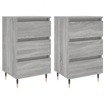 Nachttische 2 Stk. Grau Sonoma 40x35x69 cm Holzwerkstoff