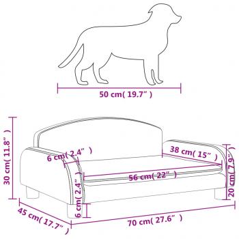 Hundebett Hellgrau 70x45x30 cm Stoff