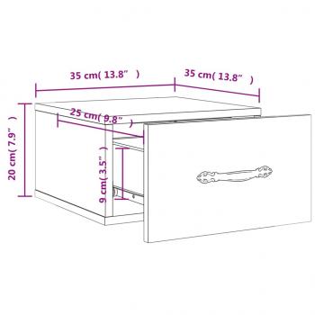 Wand-Nachttisch Grau Sonoma 35x35x20 cm