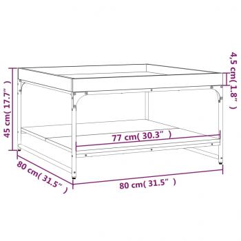 Couchtisch Braun Eichen-Optik 80x80x45 cm Holzwerkstoff Eisen