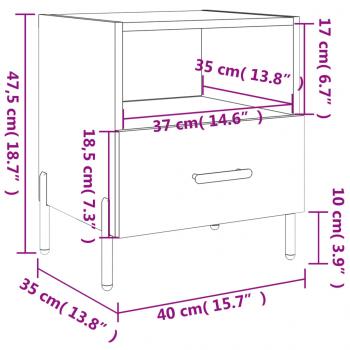 Nachttisch Schwarz 40x35x47,5 cm Holzwerkstoff