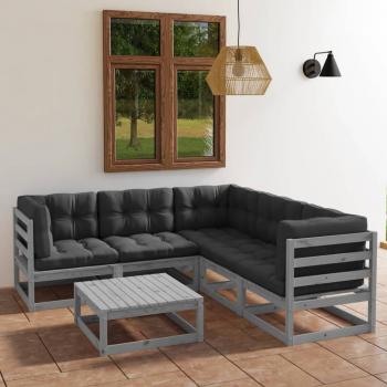 ARDEBO.de - 6-tlg. Garten-Lounge-Set mit Kissen Kiefer Massivholz