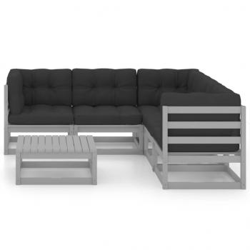 6-tlg. Garten-Lounge-Set mit Kissen Kiefer Massivholz