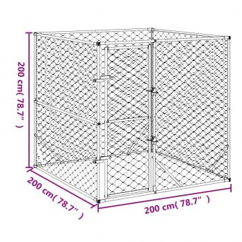 Outdoor-Hundezwinger Silbern 2x2x2 m Verzinkter Stahl