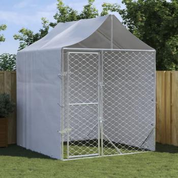 ARDEBO.de - Outdoor-Hundezwinger mit Dach Silber 2x2x2,5 m Verzinkter Stahl