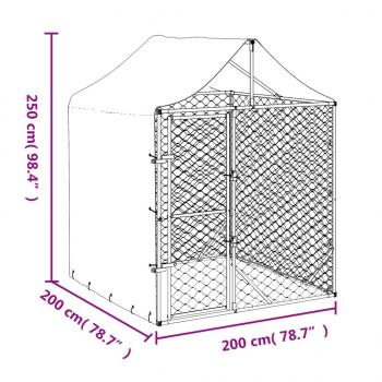 Outdoor-Hundezwinger mit Dach Silber 2x2x2,5 m Verzinkter Stahl