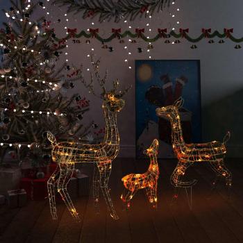 ARDEBO.de - LED-Rentier-Familie Weihnachtsdeko Acryl 300 LED Bunt