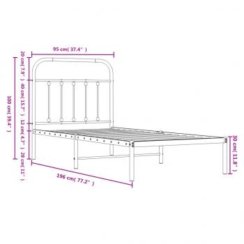 Bettgestell mit Kopfteil Metall Schwarz 90x190 cm