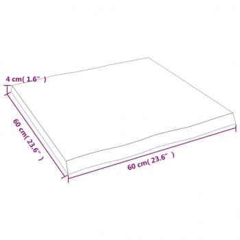 Tischplatte 60x60x(2-4) cm Massivholz Behandelt Baumkante