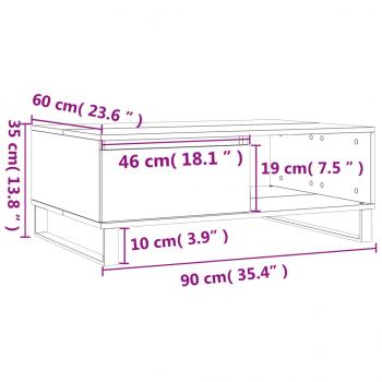 Couchtisch Weiß 90x60x35 cm Holzwerkstoff