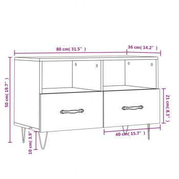 TV-Schrank Braun Eichen-Optik 80x36x50 cm Holzwerkstoff