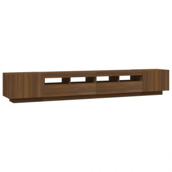 3-tlg. TV-Schrank-Set LED-Leuchten Braun Eiche Holzwerkstoff