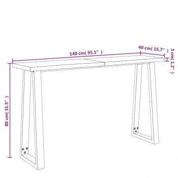 Konsolentisch Baumkante 140x40x80 cm Massivholz Akazie