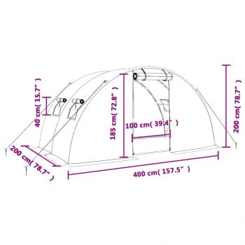 Gewächshaus mit Stahlrahmen Grün 8 m² 4x2x2 m