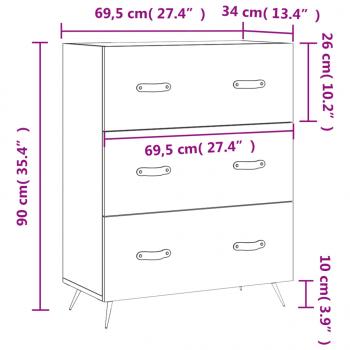 Kommode Hochglanz-Weiß 69,5x34x90 cm Holzwerkstoff