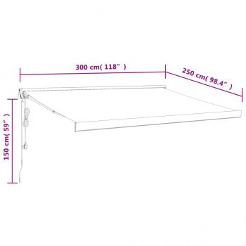 Markise Einziehbar Blau und Weiß 3x2,5 m Stoff und Aluminium