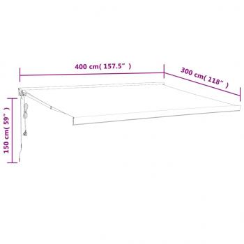 Markise Einziehbar Gelb und Weiß 4x3 m Stoff und Aluminium