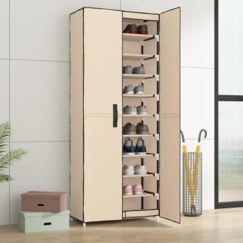 ARDEBO.de - Schuhschrank Creme 60x30x166 cm Stoff