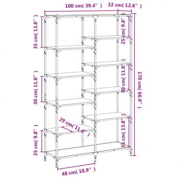 Bücherregal Schwarz 100x32x170 cm Holzwerkstoff und Eisen