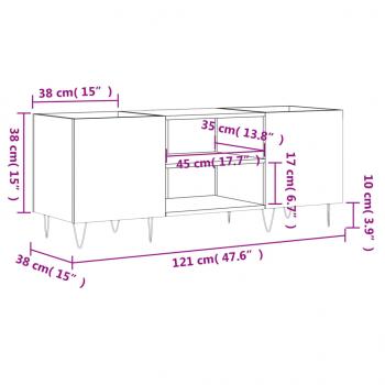 Plattenschrank Grau Sonoma 121x38x48 cm Holzwerkstoff