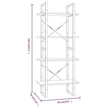 Bücherregal 4 Fächer Grau Sonoma 60x30x140 cm Holzwerkstoff