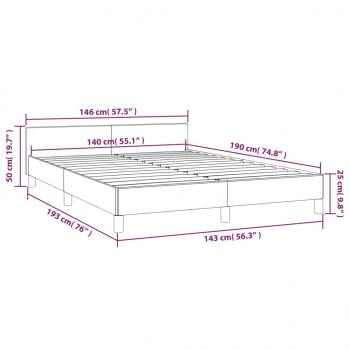 Bettgestell mit Kopfteil Hellgrau 140x190 cm Stoff