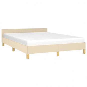 Bettgestell mit Kopfteil Creme 140x190 cm Stoff